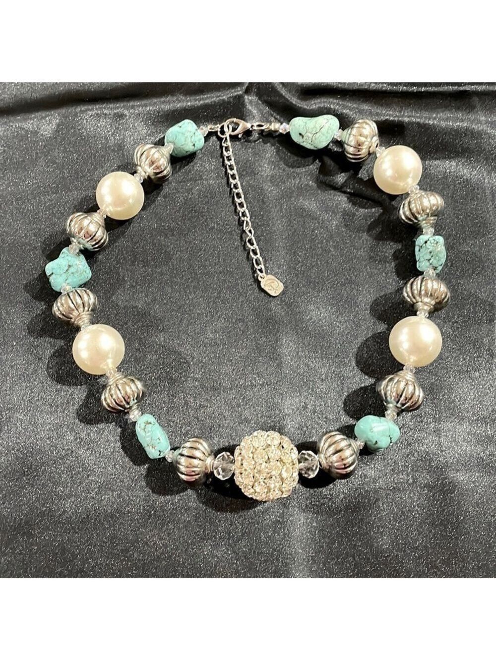 You and I rhinestone and beaded necklace